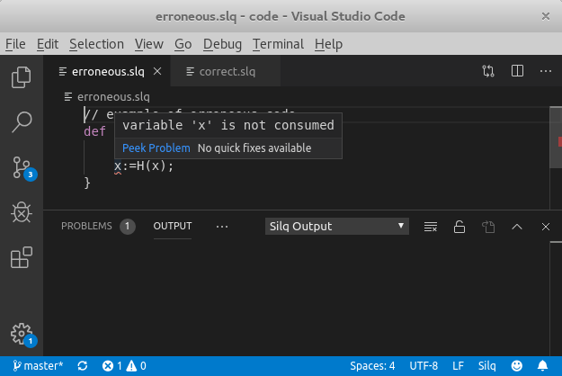 Example of erroneous code